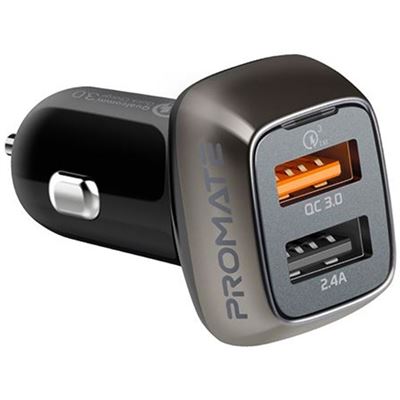 Promate 30W Car Charger with Dual USB Ports. 1x (SCUD-30.BLK)