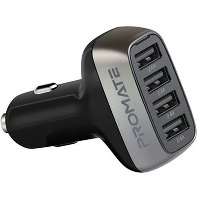 Promate 48W Car Charger with 9.6A Super-Speed Output. 4 (SCUD-48.BLK)