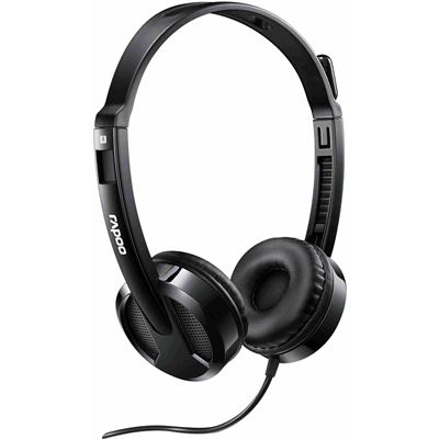 Rapoo H100 Wired Stereo Headsets - HD Voice Rotary (H100-BLACK)