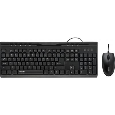 Rapoo Wired Optical Mouse & Keyboard Combo BLACK Multimedia (NX1710)