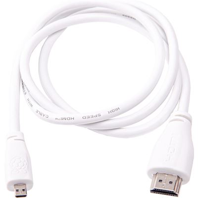 Raspberry Pi Official 1M White Cable Micro-HDMI to Standard (SC0222)
