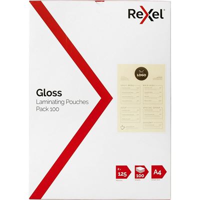 Rexel RXL L/POUCH GLOSS A4 2X125M PK100 (41623)