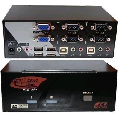 Rextron Dual View 2 Port VGA/USB KVM Switch w/ Audio (KADG122)