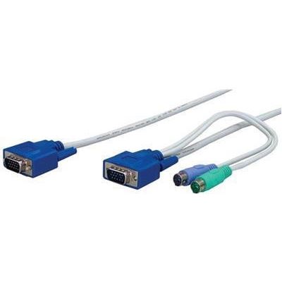 Rextron 1.8M, 3-to-1 PS/2 KVM Switch Cable All in one HD (KNVP-1)