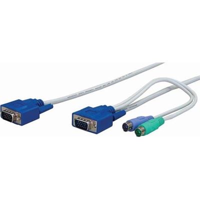 Rextron 6M, 3-to-1 PS/2 KVM Switch Cable All in one HD DB15 (KNVP-6)