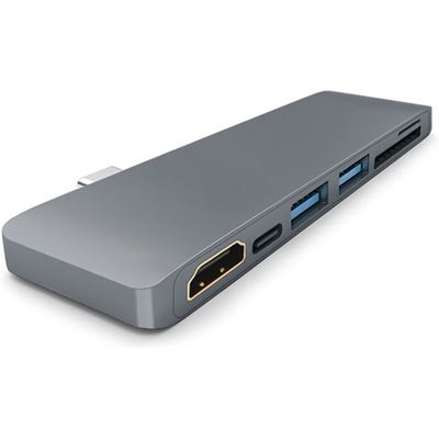 Rock 6 in 1 Type C Hub With HDMI Port Space Grey (6I1-TYPECHDMI-SL)