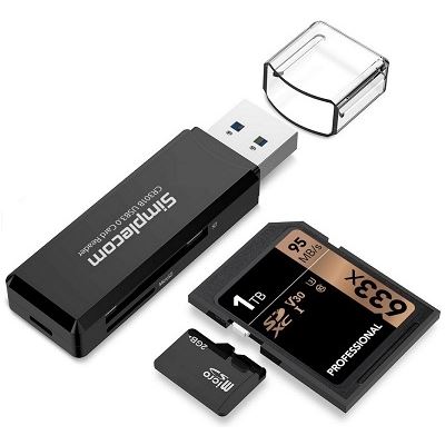 Simplecom CR301B, 2 Slot SuperSpeed USB3.0 Card Reader, 1 (CR301B)