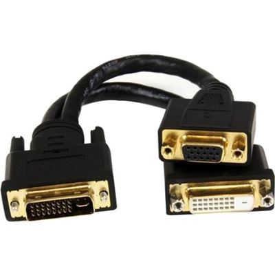 StarTech.com 8in DVI-I M to DVI-D F and HD15 VGA F (DVI92030202L)