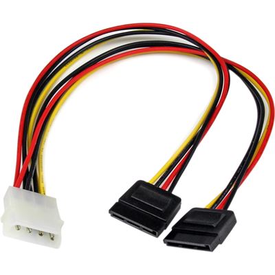 StarTech.com 12in LP4 to 2x SATA Power Y Cable Adapter (PYO2LP4SATA)