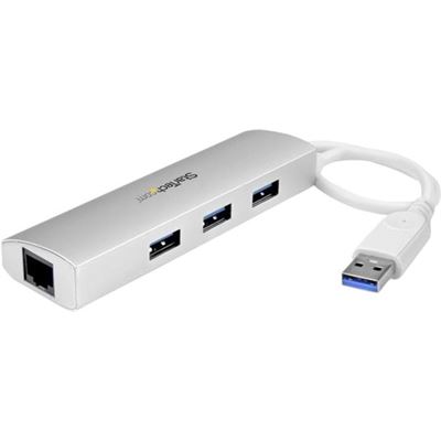 StarTech.com 3 Port Portable USB 3.0 Hub plus Gigabit (ST3300G3UA)