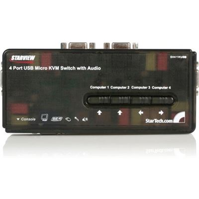 StarTech.com 4 Port Black USB KVM Switch Kit with Cables (SV411KUSB)