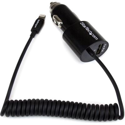 StarTech.com Dual Port Car Charger with Lightning Cable (USBLT2PCARB)