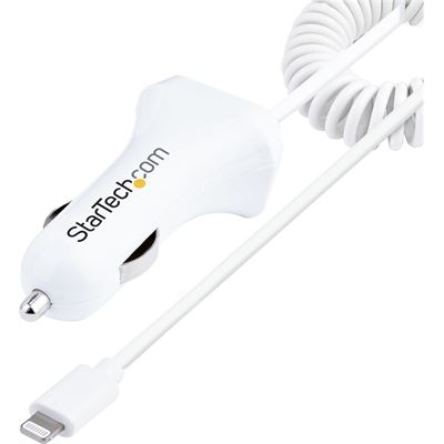 StarTech.com Lightning Car Charger with Coiled Cable (USBLT2PCARW2)