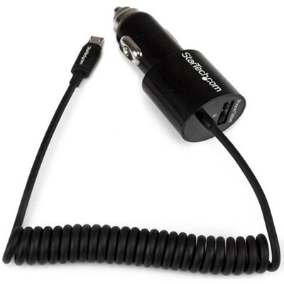 Dual Port Car Charger with Micro USB Cable and USB Port (USBUB2PCARB)