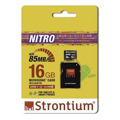 Strontium Technology NITRO 16GB MICRO SD WITH ADAPTER (SRN16GTFU1QA)