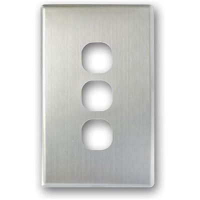 Tradesave Switch Cover Plate, 3 Gang, Silver Aluminium (TSESW3-ALI)