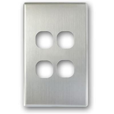 Tradesave Switch Cover Plate, 4 Gang, Silver Aluminium (TSESW4-ALI)