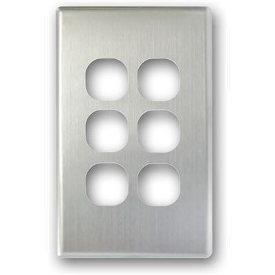 Tradesave Switch Cover Plate, 6 Gang, Silver Aluminium (TSESW6-ALI)
