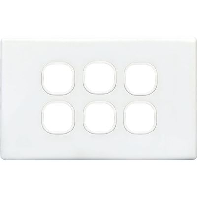Tradesave Slim Switch Plate ONLY. 6 Gang. Accepts all (TSESW6S-P)
