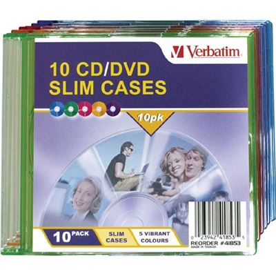 Verbatim CD/DVD 10pk Empty Coloured Slim Cases (41853)