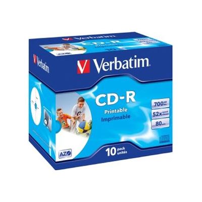 Verbatim CD-R 10pk Jewel Case - IJ Printable Wide - 52x 80 (41920)