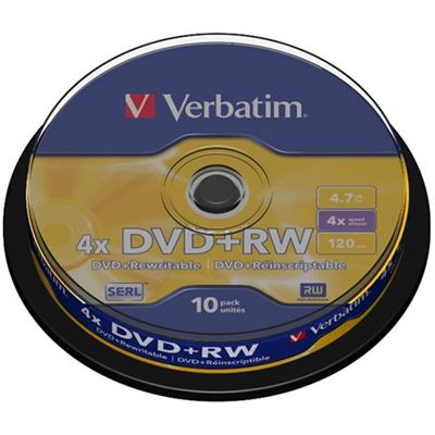 Verbatim DVD+RW 4.7GB 10Pk Spindle 4X (43488)