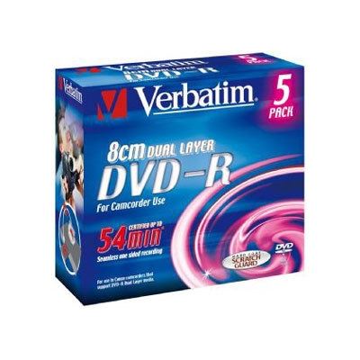 Verbatim 5Pk Mini DVD-R DL Hardcoat 2.6GB 4xJewel Case 8cm (43631)