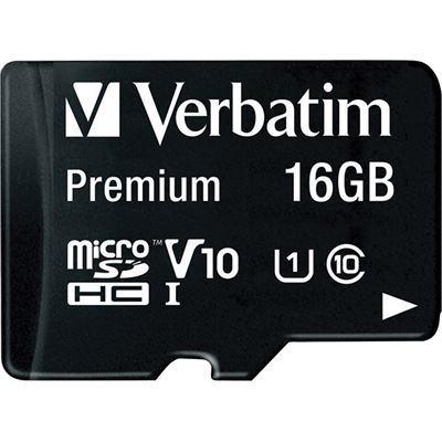 Verbatim Micro SDHC 16GB (Class 10) with Adaptor (44082)