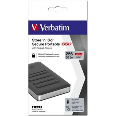 Verbatim USB 3.1 STORE N GO SECURE SSD W/KEYPAD ACCESS 256GB (53402)