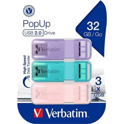 Verbatim POP-UP USB 2.0 32GB TRIPLE PACK - ASSORT (66760)