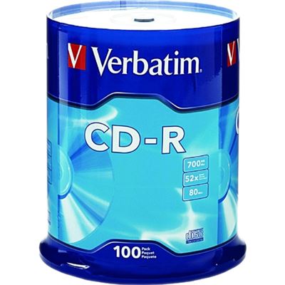 Verbatim CD-R 100pk Spindle - 52x 80 Min P-Cyanine (94554)