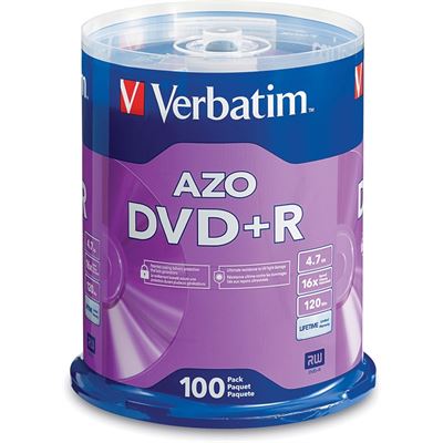 Verbatim DVD+R 4.7GB 100Pk Spindle 16x (95098)