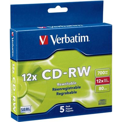 Verbatim CD-RW 5pk Slim Case - 4x - 12x (95157)