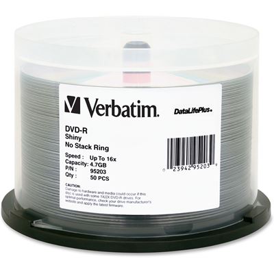 Verbatim DVD-R 4.7GB 50Pk Bulk Silver Shiny 16x (95203)