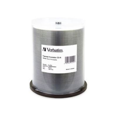 Verbatim CD-R 80 Min White Wide Thermal 100 Pk 52x (95254)