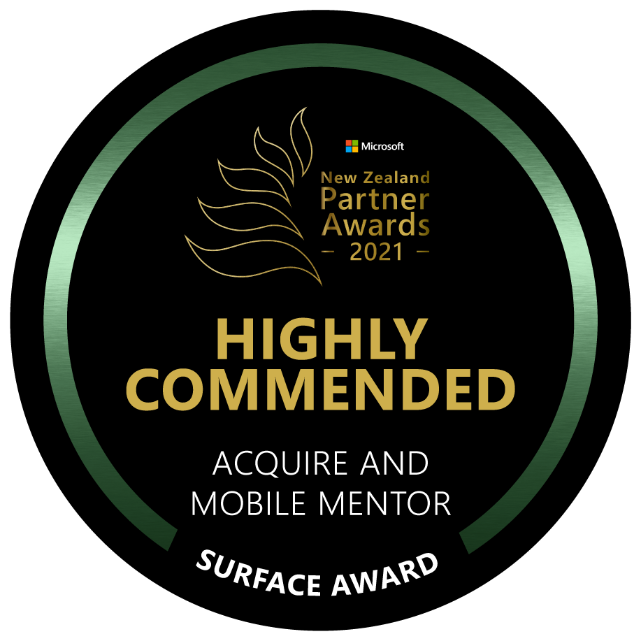 Microsoft New Zealand Partner Awards 2021: Surface Award: Highly Commended: Acquire & Mobile Mentor